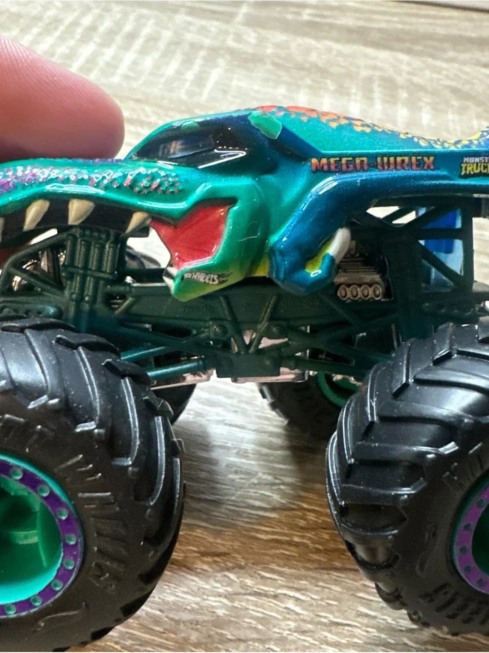 Hot Wheels Monster Trucks Mega-Wrex Dinosaur Teal, Purple  & Blue 1:64